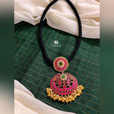 Black Dori Kundan Pendant Necklace - BD0050